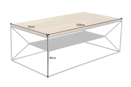 Industriële salontafel ARCHITECTURE 110cm geolied eikenhout met plank