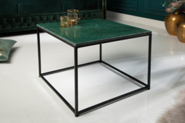 Elegante Industrieel salontafel  50cm groen met een gepolijst marmeren blad