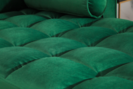 Elegante loungebank COSY VELVET 260 cm smaragdgroen fluweel stof.lounge gedeelte aan beide zijde op te monteren.