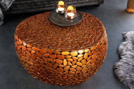 Extravagante salontafel STONE MOSAIC 72 cm koper handgemaakte mozaïek optiek