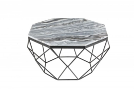 Elegante salontafel DIAMOND 70cm grijs zwart met marmeren blad