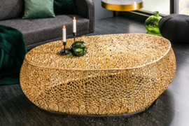 Filigrain design salontafel LEAF 122cm goud handwerk