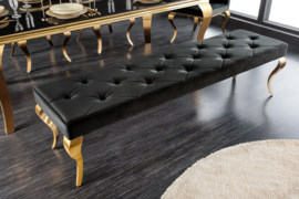 Design bank MODERN BAROK 175cm zwart fluweel goud roestvrij staal