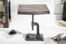 Authentieke bijzettafel FACTORY 43 cm acacia grijs massief hout industrieel design