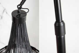 In hoogte verstelbare vloerlamp ROYAL 210 cm zwart met kroonluchter