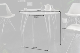 Moderne eettafel ARRONDI 90 cm wit chroom ronde bistrotafel