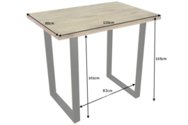 Massieve Bartafel 120cm naturel mangohout hoge tafel industrieel design