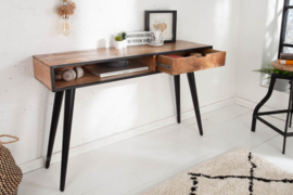 Industriële console tafel of bureau tafel NDUSTRIAL 120cm Mango met zwarte poten