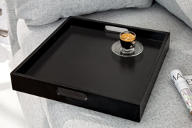 Design bijzettafel CIANO 40cm zwart chromen dienbladtafel