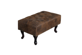 Hocker Model: Chesterfield - Antiek bruin (suede look)