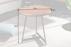 Design bijzettafel OAK ELEGANCE 45cm eiken zwart metalen frame