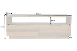 Massief TV lowboard  150cm natuurlijk gerecycled grenen hout industrieel design