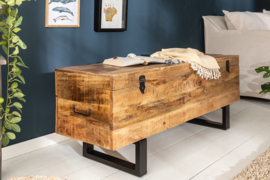 Industriële kistbank 115cm natuurlijke mangohouten ook te gebruiken als tafel en tv meubel
