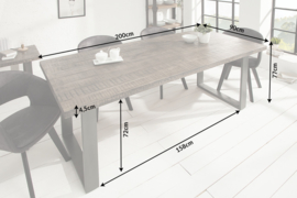 Design eettafel IRON CRAFT 200cm mangohout grijs ijzer industrieel design