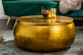 Handgemaakte salontafel ORIENT STORAGE 70cm goud gehamerd design met opbergruimte