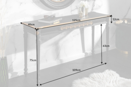 Elegante consoletafel NICE 125 cm zwart goud massief hout