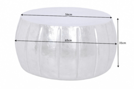 Handgemaakte salontafel MARRAKESCH 65 cm zilver met gehamerd design