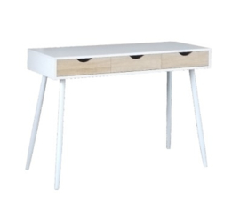 Bureau Wit/Eik  met 3 ladens 110cm