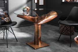 Maritieme tafel OCEAN 105 cm koperen gevlamd glazen tafel met propeller