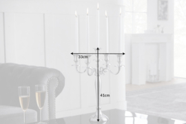 Kandelaar MODERN BAROK 40cm zilveren 5-armige kroonluchter gepolijst aluminium kaarshouder