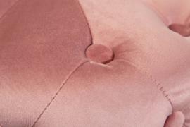Roze gecapitonneerd Elegante Poef Chesterfield oud rose goud fluweel 37 cm
