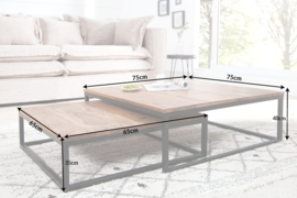 Design salontafel set van 2 ELEMENTS 75 cm Sheesham steen afwerking met ijzeren frame