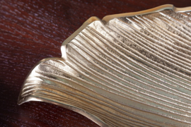 Handgemaakte sierschaal Gold 64 cm goud aluminium in blad design