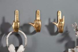 Extravagante kapstokhaken FINGERS goud set van 3 wandkapstok