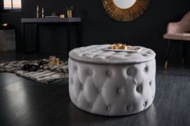 Elegante salontafel / Poef  MODERN BAROK 75 cm grijze fluwelen kruk met opbergruimte
