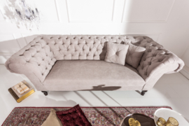 Elegante Chesterfield 3-zits bank PARIS 225 cm greige 3-zits bank met 2 kussens