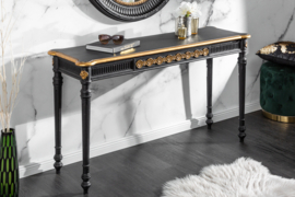Elegante consoletafel NICE 125 cm zwart goud massief hout