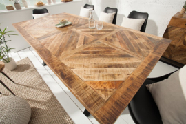 Massieve eettafel BREAK  160cm natuurlijk mangohout industrieel design