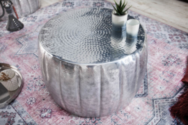 Handgemaakte salontafel MARRAKESCH 55 cm zilver met gehamerd design