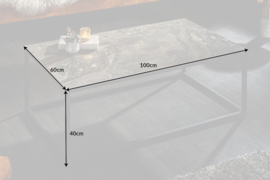 Design salontafel SYMBIOSE 100cm taupe keramiek in marmerlook