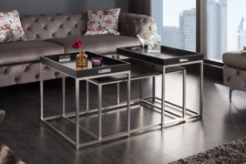 Moderne design salontafel set van 3 ELEMENTS 75 cm zwart stalen dienbladtafel