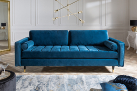 Elegante design 3-zitsbank COSY VELVET 225 cm aqua fluweel stof