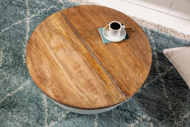 Handgemaakte salontafel ORIENT STORAGE 60cm wit acacia met opbergruimte