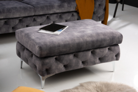 Chesterfield  fluwelen Poef  92cm donkergrijze