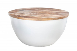 Salontafel Industrial Storage Wit 60cm Massief Mango Hout
