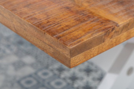 Massieve eettafel LONG ISLAND 160cm mangohout X-frame landelijke stijl