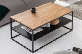 Industriële salontafel APPARTEMENT 95cm geolied eiken met tweede plank