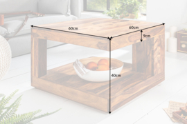 Massief edele houten salontafel 60cm Sheesham Stone Finish