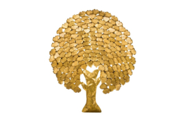 Design wanddecoratie TREE OF LIFE XXL 169 cm goud ijzer handgemaakt ginkgo