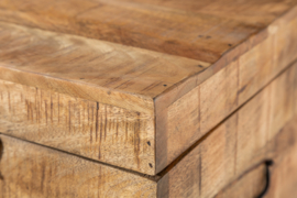 Industriële kistbank 115cm natuurlijke mangohouten ook te gebruiken als tafel en tv meubel