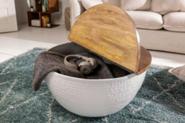 Handgemaakte salontafel ORIENT STORAGE 60cm wit acacia met opbergruimte