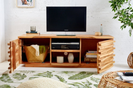 Massief tv-lowboard  150 cm acaciahout met een uitgebreid front
