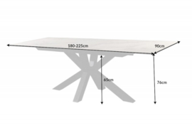 Moderne uitschuifbaar keramische eettafel  180-225cm marmer look