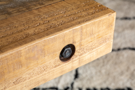 Massieve eettafel THOR 240 cm naturel gerecycled grenen industrieel design X-frame