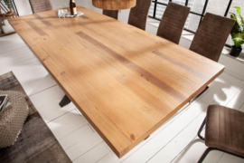 Industriële eettafel GALAXIE 240cm gerecycleerd grenenhout stervormig frame