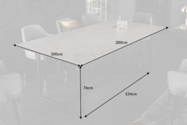 Moderne eettafel SYMBIOSE 200cm keramiek in betonlook  200cm